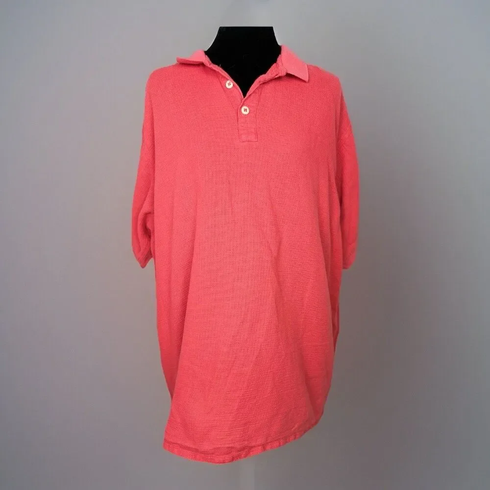Patagonia Polo Shirt Mens Large Made in Hong Kong Short Sleeve Coral Red VTG
